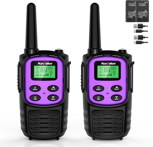 Walkie Talkies for Adults,Rechargeable Walkie Talkies Long Range,Two Way Radios with 22 FRS Channels,Li-ion Battery,USB-C Cable,Flashlight,NOAA,VOX Walkie Talkie for Camping 4 Pack in Saudi Arabia