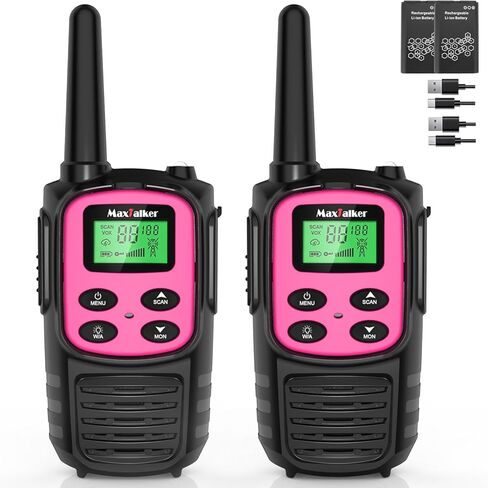 Walkie Talkies for Adults,Rechargeable Walkie Talkies Long Range,Two Way Radios with 22 FRS Channels,Li-ion Battery,USB-C Cable,Flashlight,NOAA,VOX Walkie Talkie for Camping 4 Pack in Kuwait