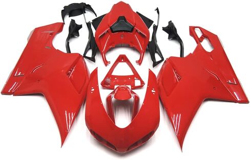 ABS Injection Full Fairing Kit Fit for Ducati 1098/1198/848 2007 2008 2009 2010 2011 2012 1098s 1198s 848s 08 09 10 11 12 Motorcycle Plastic Bodywork Body Frame Cowling Set - Candy Red Black in Saudi Arabia