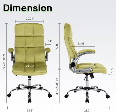Executive Office Chair,Velvet Office Chairs Green Chair with Lumbar Support,Home Office Desk Chairs with Wheels and Flip up Arms,90 to 120 Degree Rocking Managerial Chair in Saudi Arabia