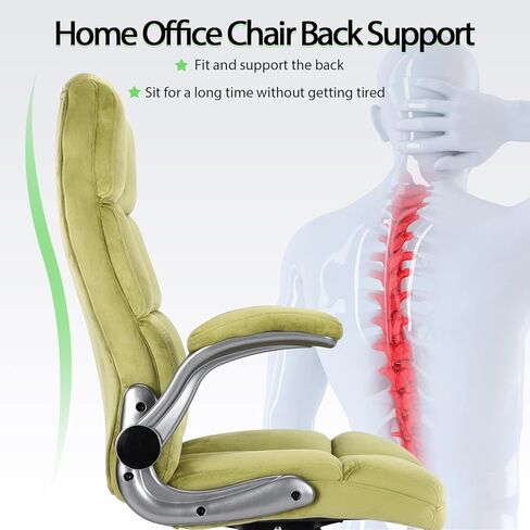 Executive Office Chair,Velvet Office Chairs Green Chair with Lumbar Support,Home Office Desk Chairs with Wheels and Flip up Arms,90 to 120 Degree Rocking Managerial Chair in Saudi Arabia