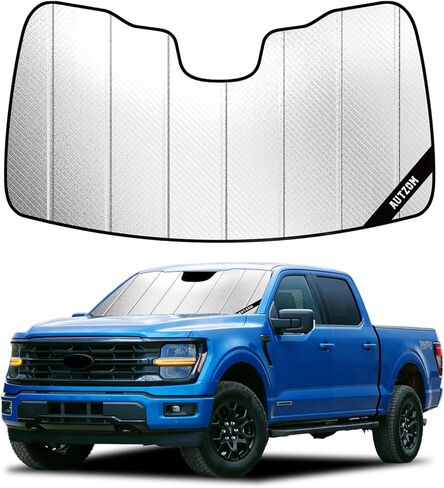 غطاء شمسي للزجاج الأمامي لسيارة Ford F150 (2021-2026)، غطاء زجاج أمامي مخصص، يحافظ على برودة السيارة، ويحمي لوحة القيادة، وظلال نافذة السيارة القابلة للطي - ملحقات Ford F150 in Kuwait