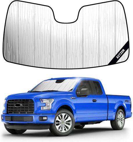 غطاء شمسي للزجاج الأمامي لسيارة Ford F150 (2021-2026)، غطاء زجاج أمامي مخصص، يحافظ على برودة السيارة، ويحمي لوحة القيادة، وظلال نافذة السيارة القابلة للطي - ملحقات Ford F150 in Kuwait