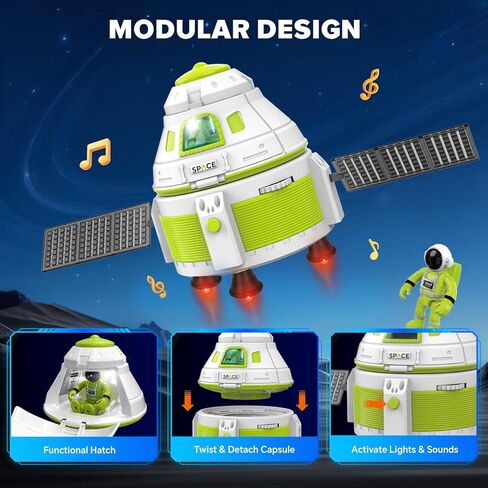 AuntyFey Space Rocket Ship Toys for Kids, Space Toys Shuttle for Kids 3-5-7 with 3 Astronaut Figures, Spaceship with Glowing & Sound Effect, Educational Stem Gift for Boy Girl in Saudi Arabia