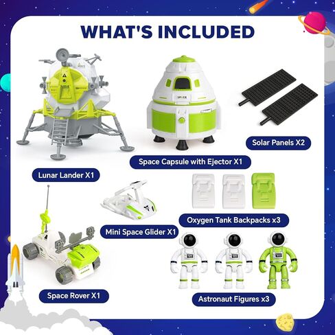 AuntyFey Space Rocket Ship Toys for Kids, Space Toys Shuttle for Kids 3-5-7 with 3 Astronaut Figures, Spaceship with Glowing & Sound Effect, Educational Stem Gift for Boy Girl in Saudi Arabia