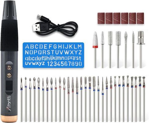 Cordless Engraving Pen Etching Tool Engraver Etcher Kit | 15-Speed | Stencil & Diamond Tips | Rotary Bits | for Metal Glass Wood Plastic in Saudi Arabia
