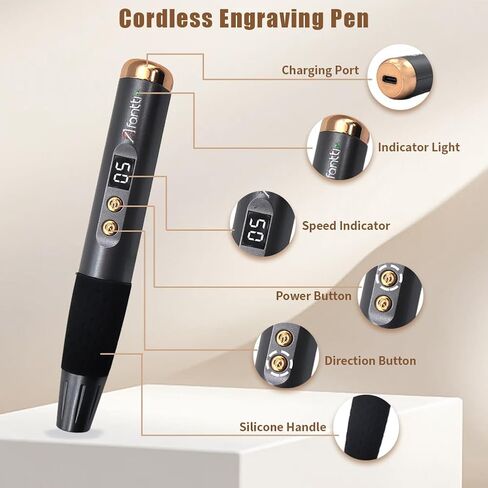 Cordless Engraving Pen Etching Tool Engraver Etcher Kit | 15-Speed | Stencil & Diamond Tips | Rotary Bits | for Metal Glass Wood Plastic in Saudi Arabia