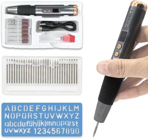 Cordless Engraving Pen Etching Tool Engraver Etcher Kit | 15-Speed | Stencil & Diamond Tips | Rotary Bits | for Metal Glass Wood Plastic in Saudi Arabia