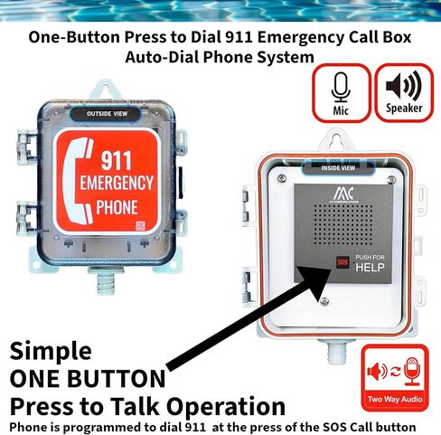Outdoor Weatherproof Emergency Speaker Phone Call Box, Phone Line Direct Power Two-Way Handsfree Professional SOS 911 for Public Pools Universal Compatible Waterproof Calling System in Saudi Arabia