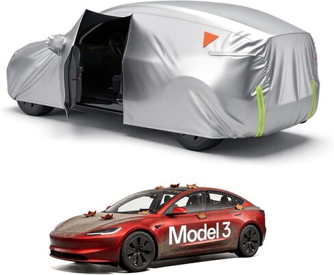 غطاء سيارة Tesla Model-Y، 2020~2026 (جونيبر)، بطانة داخلية مقاومة للماء تحمي الطلاء، سحابات لجانب السائق ومنفذ الشحن، طلاء بولي يوريثان للحماية من الشمس والأشعة فوق البنفسجية - فضي in Kuwait