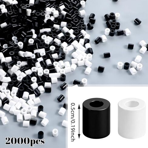 2000 Pcs Fuse Beads Black White Melty Beads 5mm Bead Keychain Accessories for Arts Crafts Beginners Girls in Saudi Arabia