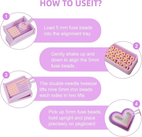 Bead Kit for Perler with 5mm Beads Storage Box, Double-Needle Tweezer & Aligner Tray for Effortless Crafting in Saudi Arabia