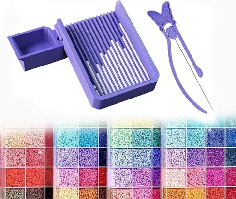 2.6mm Fuse Bead Single Needle Tweezer & Aligner Tray Set, Precision Tool for Fuse Beads Project, Effortlessly Align and Place Iron Beads onto Pegboards (Mini 2.6mm Bead Tool Kit) in Saudi Arabia