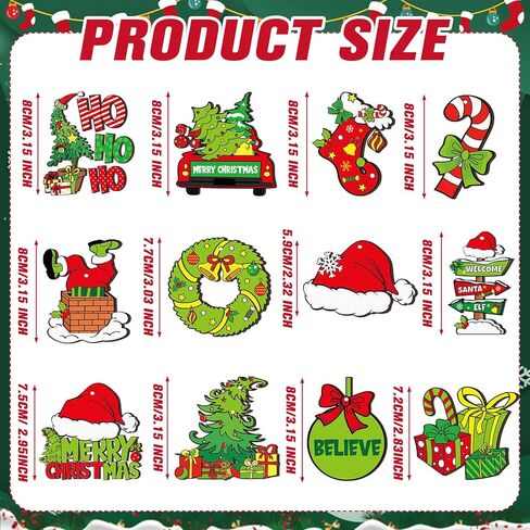 36 Pcs Christmas Wooden Ornaments Lime Green Red Christmas Tree Ornaments Decorative Holiday Wood Cutouts Slices Tag Label Hanging Christmas Decor for Xmas Tree Home Party(Classic Style) in Saudi Arabia