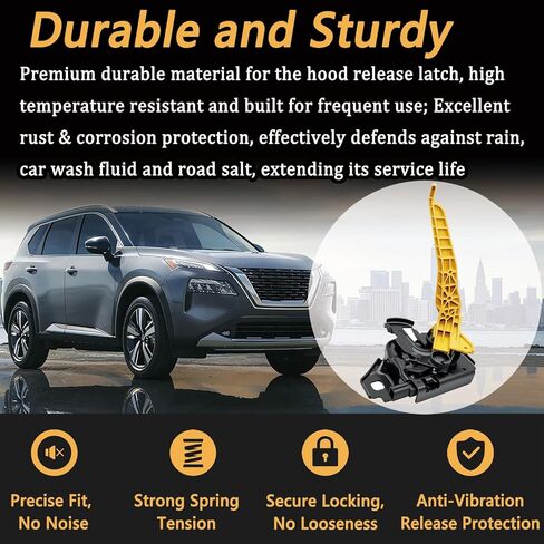 مزلاج قفل تحرير الغطاء الأمامي متوافق مع Nissan Rogue 2021-2025، استبدال قفل مزلاج الغطاء الأمامي Assy لـ 656016RA0A 65601 6RA0A 65601-6RA0A in Kuwait