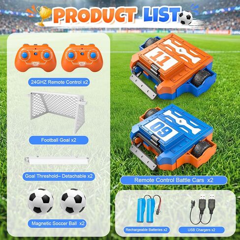 Remote Control Football Cars Set, Soccer RC Car Toy with Goal & Ball Remote Control Fighting Robots Birthday Twin Gifts for 4 5 6 7 8+ Year Old Boys Girls(2 Packs) in Saudi Arabia
