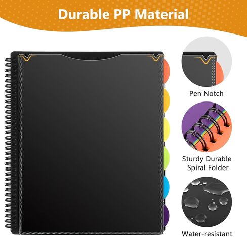 KTRIO 24 Pocket Poly Project Organizer, Spiral Binder Organizer Multi Pocket Folder with Dividers, Back Cover Utility Pouch, Letter Size School Supplies in Saudi Arabia