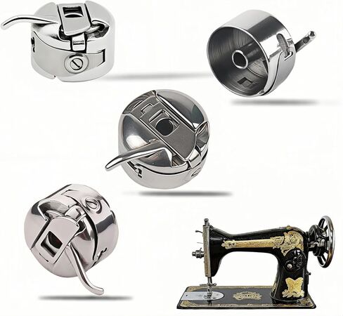 Sewing Machine Bobbin Case 4-Pack - Stainless Steel Bobbin for Front-Loading 15 Class Machines, Compatible with Most Home & Vintage Sewing Machines, Non-Snag Design, Durable Replacement Spool Case in Saudi Arabia