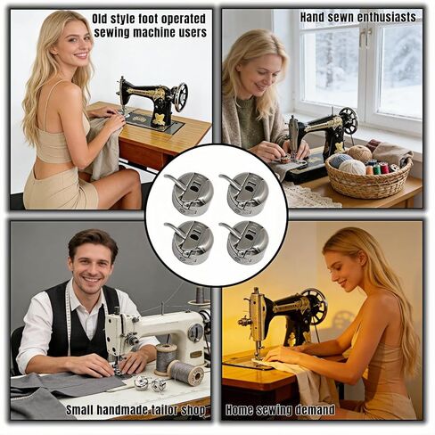 Sewing Machine Bobbin Case 4-Pack - Stainless Steel Bobbin for Front-Loading 15 Class Machines, Compatible with Most Home & Vintage Sewing Machines, Non-Snag Design, Durable Replacement Spool Case in Saudi Arabia