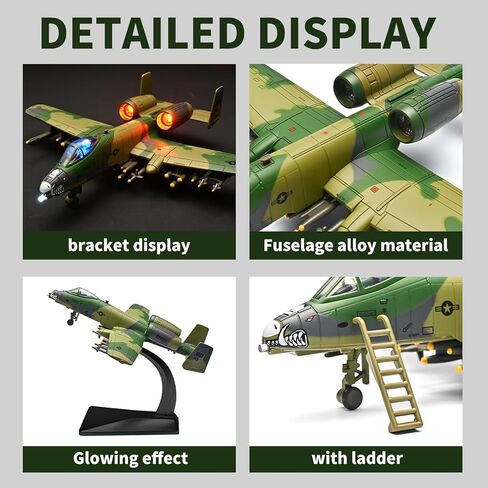 RZAPE 1:72 A-10 Warthog Attack Aircraft Alloy Model with Light & Sound,Gift Box Packing, Collectible Military Plane (Green) in Saudi Arabia