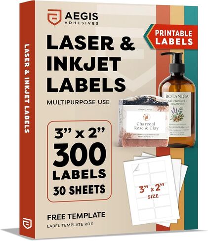 3" X 2" Matte White Printable Shipping Labels (500 Sheets, 5000 Stickers) Mailing and Address Labels, Product Packaging Stickers for Laser & Inkjet Printers - Aegis Adhesives Template R011 in Saudi Arabia