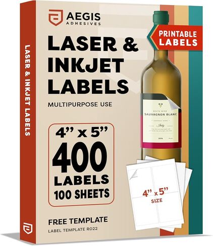 4" X 5" Matte White Printable Shipping Labels (500 Sheets, 2000 Stickers) Address and Mailing Labels for Laser & Inkjet Printers - Aegis Adhesives Template R022 in Saudi Arabia