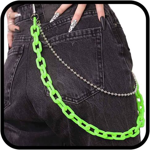 Tgirls Hip Hop Pants Chain Acrylic Jean Chain for Women Punk Pocket Chains for Men Layered Goth Keychains Colorful Trouser Chain Rock Wallet Chain Body Accessories for Girls in Saudi Arabia