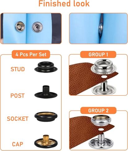 NAVASURE Snap Button Kit - 100 Sets Heavy Duty Metal Snaps for Fabric, Canvas, Leather | 15mm Press Studs for Clothing, Boat Covers (Snaps for Fabric, Snap Fasteners) in Saudi Arabia