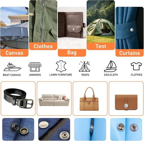 NAVASURE Snap Button Kit - 100 Sets Heavy Duty Metal Snaps for Fabric, Canvas, Leather | 15mm Press Studs for Clothing, Boat Covers (Snaps for Fabric, Snap Fasteners) in Saudi Arabia