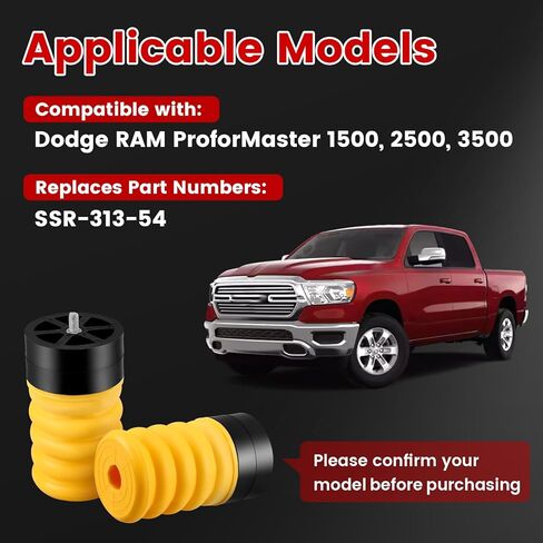 2PCS Rear Air Suspension Helper Spring Compatible with Dodge RAM ProMaster 1500 2500 3500 2014-2020 Air Helper Spring Kit Left & Right, 2Pcs Yellow Replace# SSR-313-54 SSR31354 313-54 31354 in Kuwait