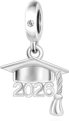 S925 Sterling Silver 2026 Graduation Charms, Graduation Cap Book Charm Suitable for Pandora Bracelet Jewelry for Woman Girlfriends College in Saudi Arabia