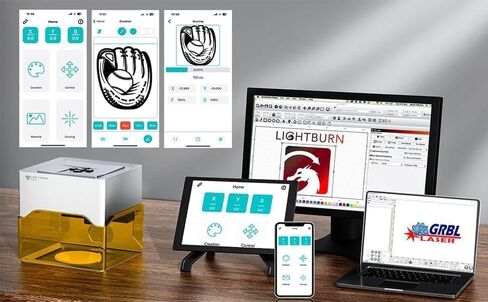 Twotrees TS1 Mini 3W Laser Engraver، تصميم مغلق بالكامل وآمن 80x80 مم، 1 كجم تحكم في تطبيق بلوتوث محمول للغاية للهدايا الصغيرة التي يمكنك صنعها بنفسك في الفصل الدراسي العائلي in Kuwait