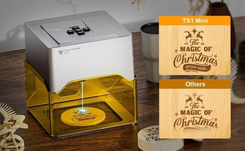 Twotrees TS1 Mini 3W Laser Engraver، تصميم مغلق بالكامل وآمن 80x80 مم، 1 كجم تحكم في تطبيق بلوتوث محمول للغاية للهدايا الصغيرة التي يمكنك صنعها بنفسك في الفصل الدراسي العائلي in Kuwait
