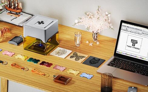Twotrees TS1 Mini 3W Laser Engraver، تصميم مغلق بالكامل وآمن 80x80 مم، 1 كجم تحكم في تطبيق بلوتوث محمول للغاية للهدايا الصغيرة التي يمكنك صنعها بنفسك في الفصل الدراسي العائلي in Kuwait