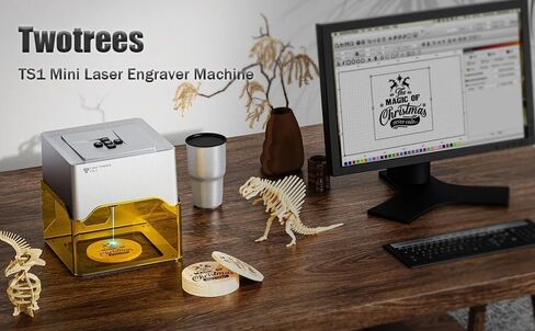 Twotrees TS1 Mini 3W Laser Engraver، تصميم مغلق بالكامل وآمن 80x80 مم، 1 كجم تحكم في تطبيق بلوتوث محمول للغاية للهدايا الصغيرة التي يمكنك صنعها بنفسك في الفصل الدراسي العائلي in Kuwait