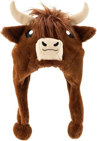 Cute Plush Animal Hat with Ear Flaps, Soft Animal Cosplay Winter Beanie Ski Hat for Adults, Teens - One Size in Saudi Arabia