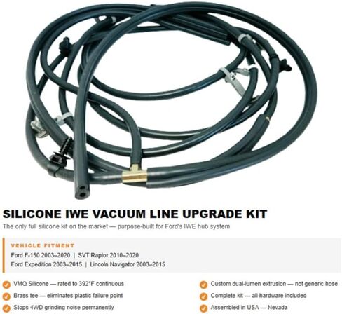 طقم خط فراغ IWE من السيليكون - إصلاح ضجيج طحن الدفع الرباعي - Ford F-150 2003-2020 | اس في تي رابتور 2010-2020 | Expedition & Navigator 2003-2015 - ترقية مخصصة ثنائية التجويف - Infinity Overland in Kuwait
