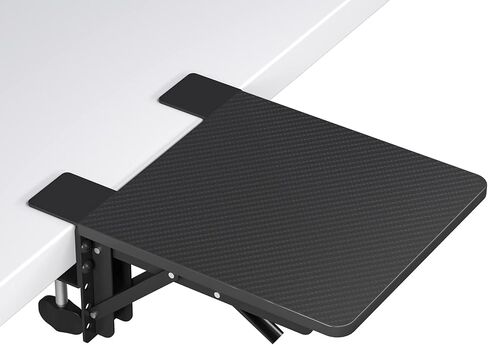 BONTEC Ergonomic Desk Extender Tray, 9.5"x9.1" Table Mount Arm Wrist Rest Shelf, 90°Foldable Elbow Support, Clamp on Computer Arm Rest for Desk, Office & Home Use,Durable Easy to Install,Black pattern in Saudi Arabia