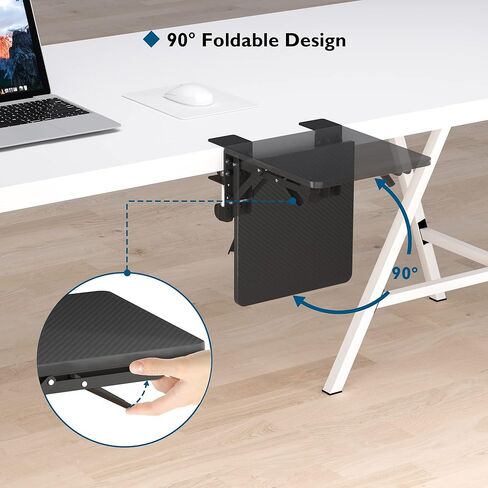 BONTEC Ergonomic Desk Extender Tray, 9.5"x9.1" Table Mount Arm Wrist Rest Shelf, 90°Foldable Elbow Support, Clamp on Computer Arm Rest for Desk, Office & Home Use,Durable Easy to Install,Black pattern in Saudi Arabia