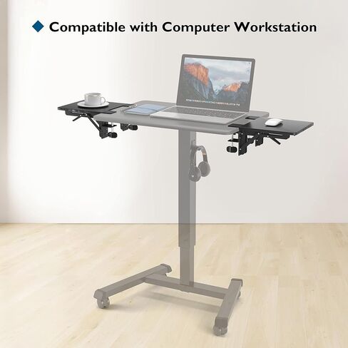 BONTEC Ergonomic Desk Extender Tray, 9.5"x9.1" Table Mount Arm Wrist Rest Shelf, 90°Foldable Elbow Support, Clamp on Computer Arm Rest for Desk, Office & Home Use,Durable Easy to Install,Black pattern in Saudi Arabia
