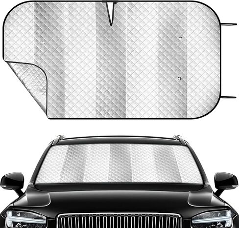 Windshield Sun Shade Car Sun Shade, Folding Car Shades for Front Windows, Blocks UV Rays Sun Visor Protector for Truck SUV Van, Keeps Vehicle Cool - Silver (55" x 29.5") in Saudi Arabia
