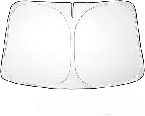 Windshield Sunshade for Tesla Model 3 & Model Y, Digital Printed Double-Sided Fabric Sun Visor, Silver Outside Black Inside UV Block Sunshade Compatible with 2017-2026 Model 3 2021-2026 Model Y in Saudi Arabia
