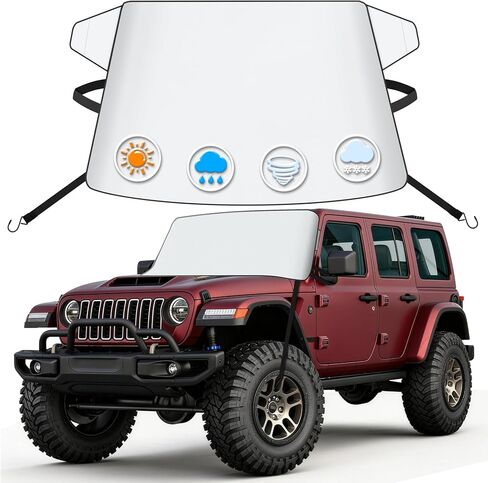 Zettum SUV Windshield Sun Cover - 600D Windshield Sun Shade Window Cover Heavy Duty & UV Resistant, Outside Summer Sunshade Protector for Most SUV and Minivan (70 x 50 Inch) in Saudi Arabia
