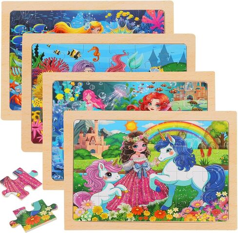 Puzzles for Kids Ages 4-6 – 24-Piece Toddler Puzzles Set (4 Packs) – Construction & Vehicle Learning Activity Toys for Boys & Girls, Perfect Preschool Wooden Puzzles for Toddlers 3-5 in Saudi Arabia