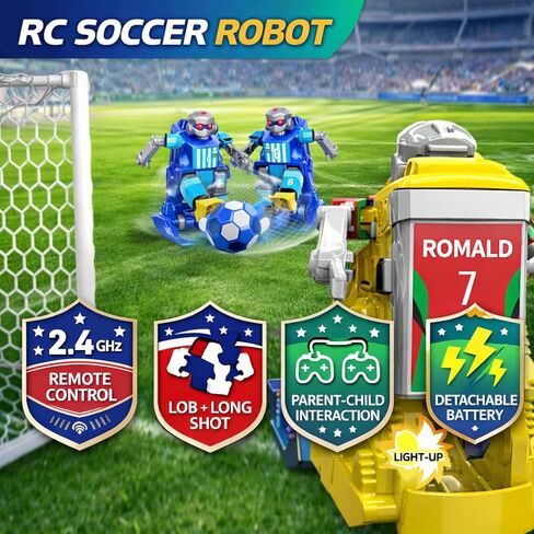 ANTSIR Remote Control Soccer Robot Toy, 2.4G Rechargeable RC Football Player with Lob Shot and Long Shot, 2-Player Battle Interaction Games, Sports Birthday Gift for Boys Girls Age 8-16 in Saudi Arabia