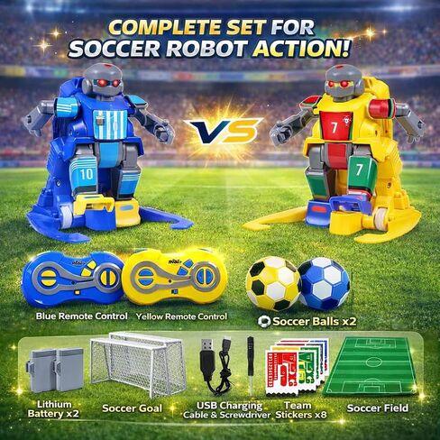 ANTSIR Remote Control Soccer Robot Toy, 2.4G Rechargeable RC Football Player with Lob Shot and Long Shot, 2-Player Battle Interaction Games, Sports Birthday Gift for Boys Girls Age 8-16 in Saudi Arabia