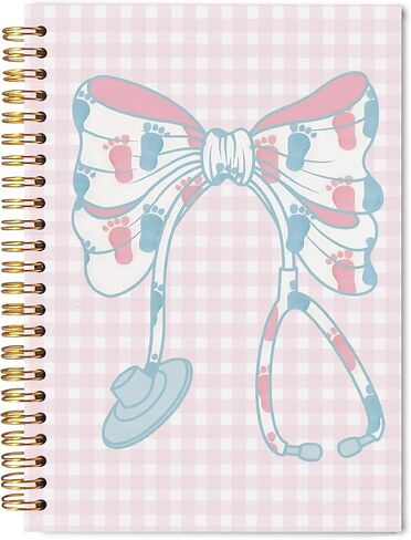 Labor and Delivery Nurse Gifts Spiral Notebook 5.5x8.3, NICU Pediatric Neonatal Nurse Obgyn Gifts, Nursing Medical Office Supplies for Work, Coquette Stethoscope Bow Medical Journaling Notebooks in Saudi Arabia