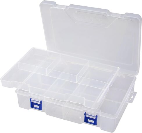منظم الخرزات من Avlcoaky Snackle Box Container - صندوق منظم من بلاستيك البولي بروبيلين السميك بطبقة مزدوجة مع فواصل، منظم أعمال فنية شديدة التحمل لرحلات الطريق والخرز والمجوهرات in Kuwait