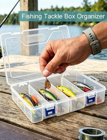 منظم الخرزات من Avlcoaky Snackle Box Container - صندوق منظم من بلاستيك البولي بروبيلين السميك بطبقة مزدوجة مع فواصل، منظم أعمال فنية شديدة التحمل لرحلات الطريق والخرز والمجوهرات in Kuwait