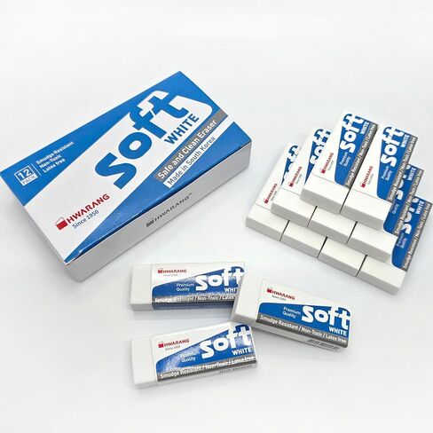 Hwarang Original Korean Art Eraser Set – Soft, Clean Erasing, Professional & School Supplies, Quality Proven, Dust-Free, Smudge-Proof, Eco Friendly - 12 Erasers in a Set in Saudi Arabia